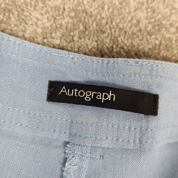 Autograph Women's Straight Pants Size L Blue Linen Viscose Resortwear Outerwear - Picture 3 of 10